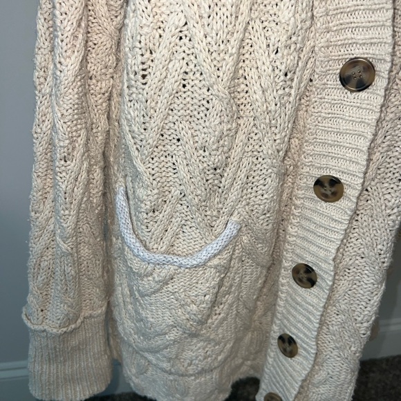 Free People Montana Cable Cotton Cardigan Size M - Picture 4 of 9